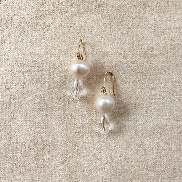 Mini Pearl and Crystal Hook Earrings