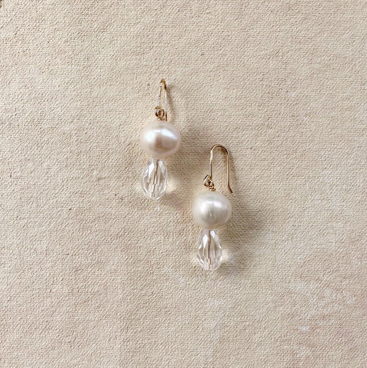 Mini Pearl and Crystal Hook Earrings