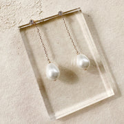 CZ and Mother of Pearl Swing Earrings