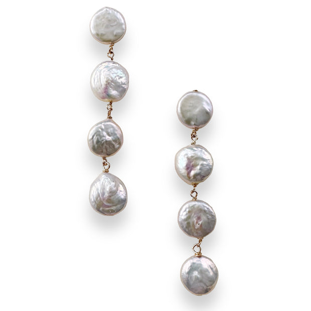 Customizable Coin Pearl Drop Earrings