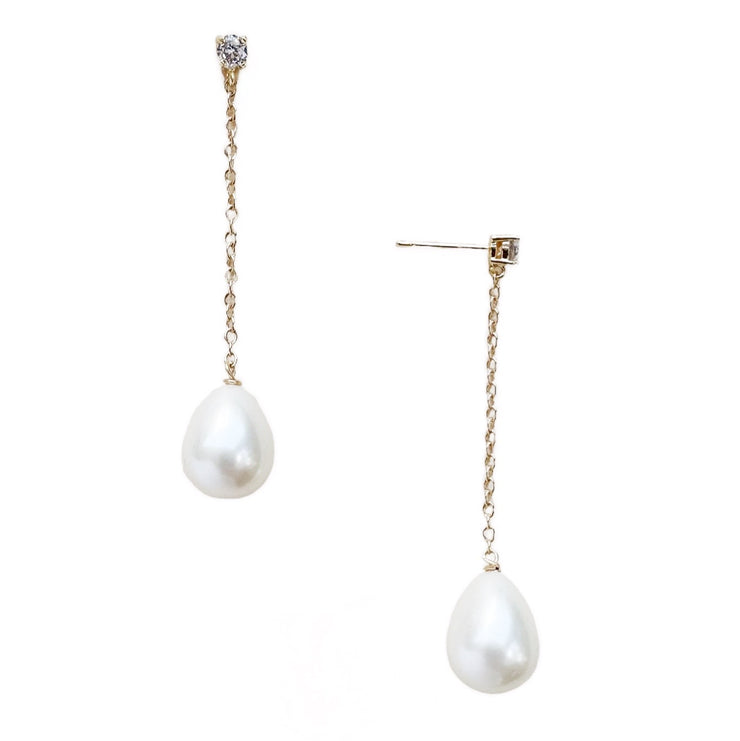 CZ and Mother of Pearl Swing Earrings