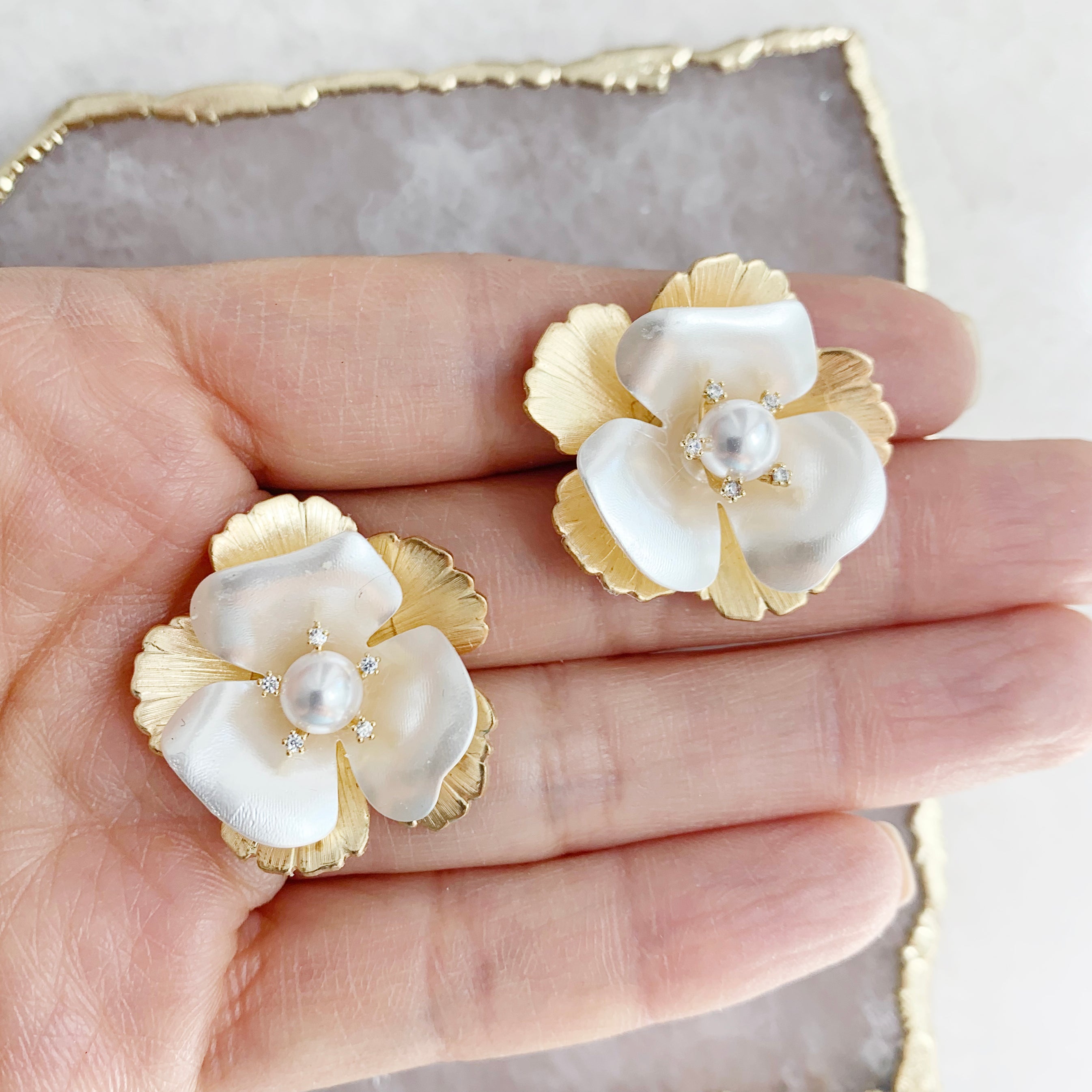 Five Point Flower Studs – Kate and Mari Jewelry
