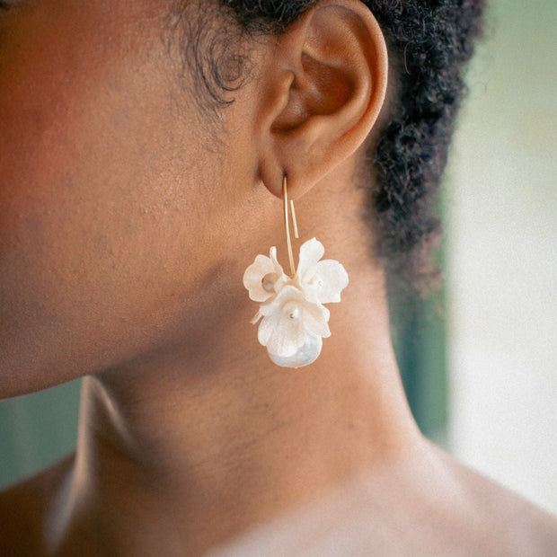 clay flower hook earrings