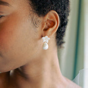 clay flower earrings, bridal earrings, bridesmaids earings