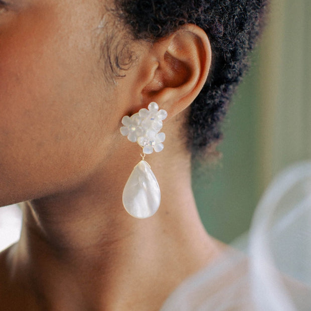 kate and mari elena earrings, bridal earrings with mother of pearl