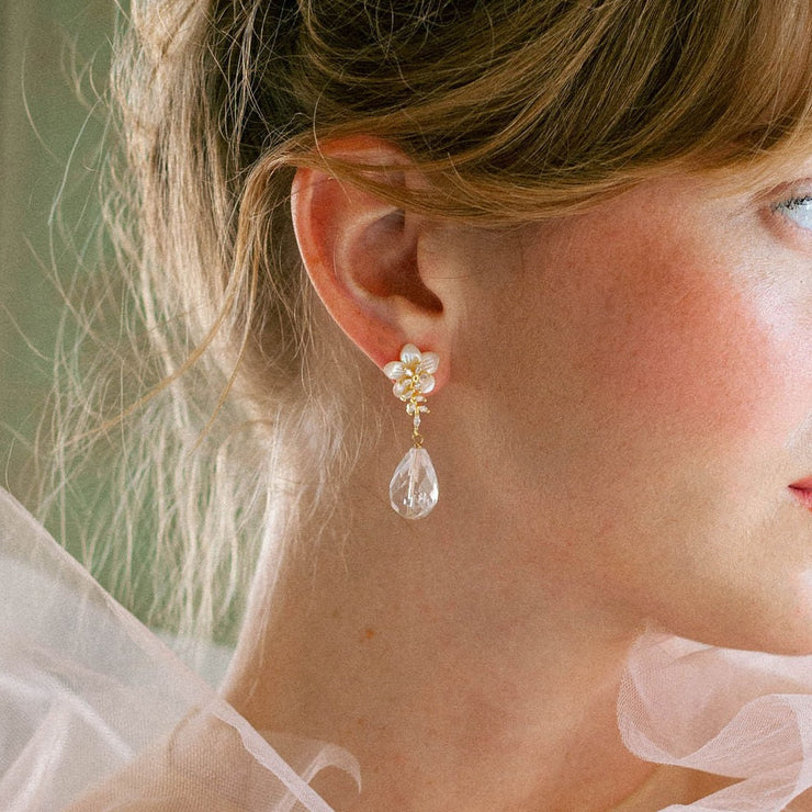 crystal earrings, cubic zirconia earrings for brides
