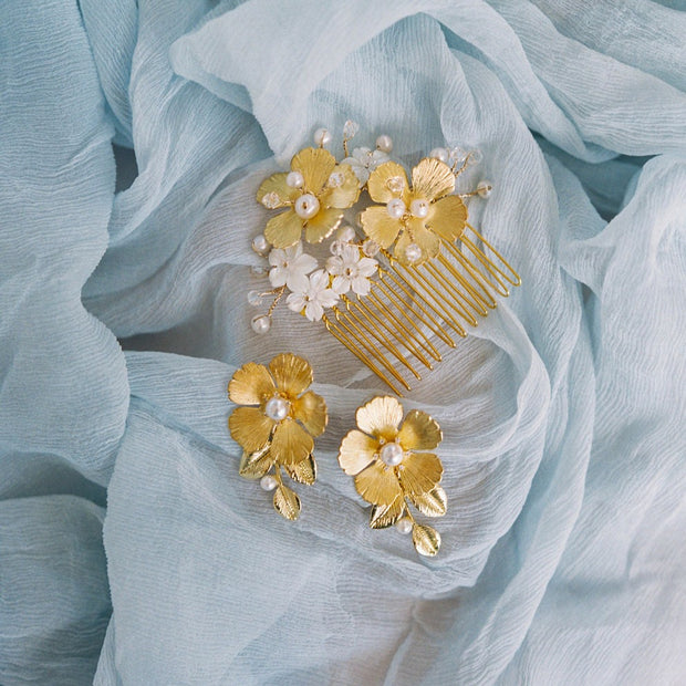 hair comb for bride, bridal hair comb, flower hair comb