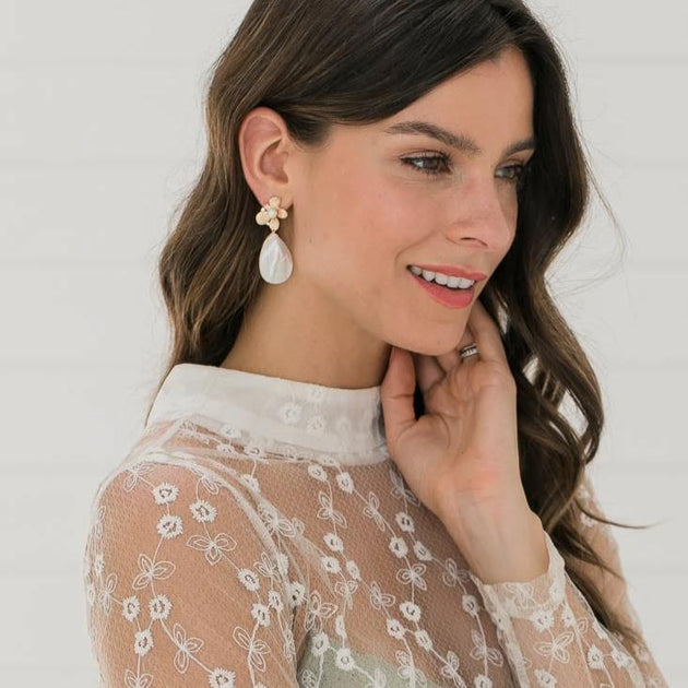 Large Anne Earrings with Center Pearls – Kate and Mari Jewelry