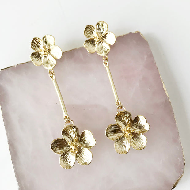 Double Flower Swing Earrings