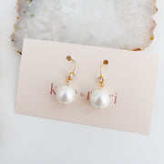CZ and Mother of Pearl Hook Earrings