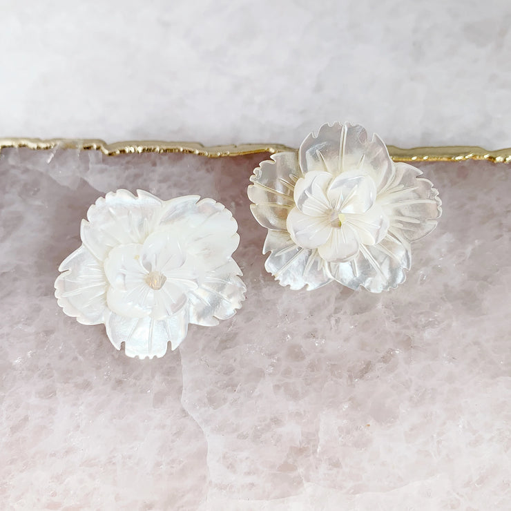 Large Double Carved Flower Studs