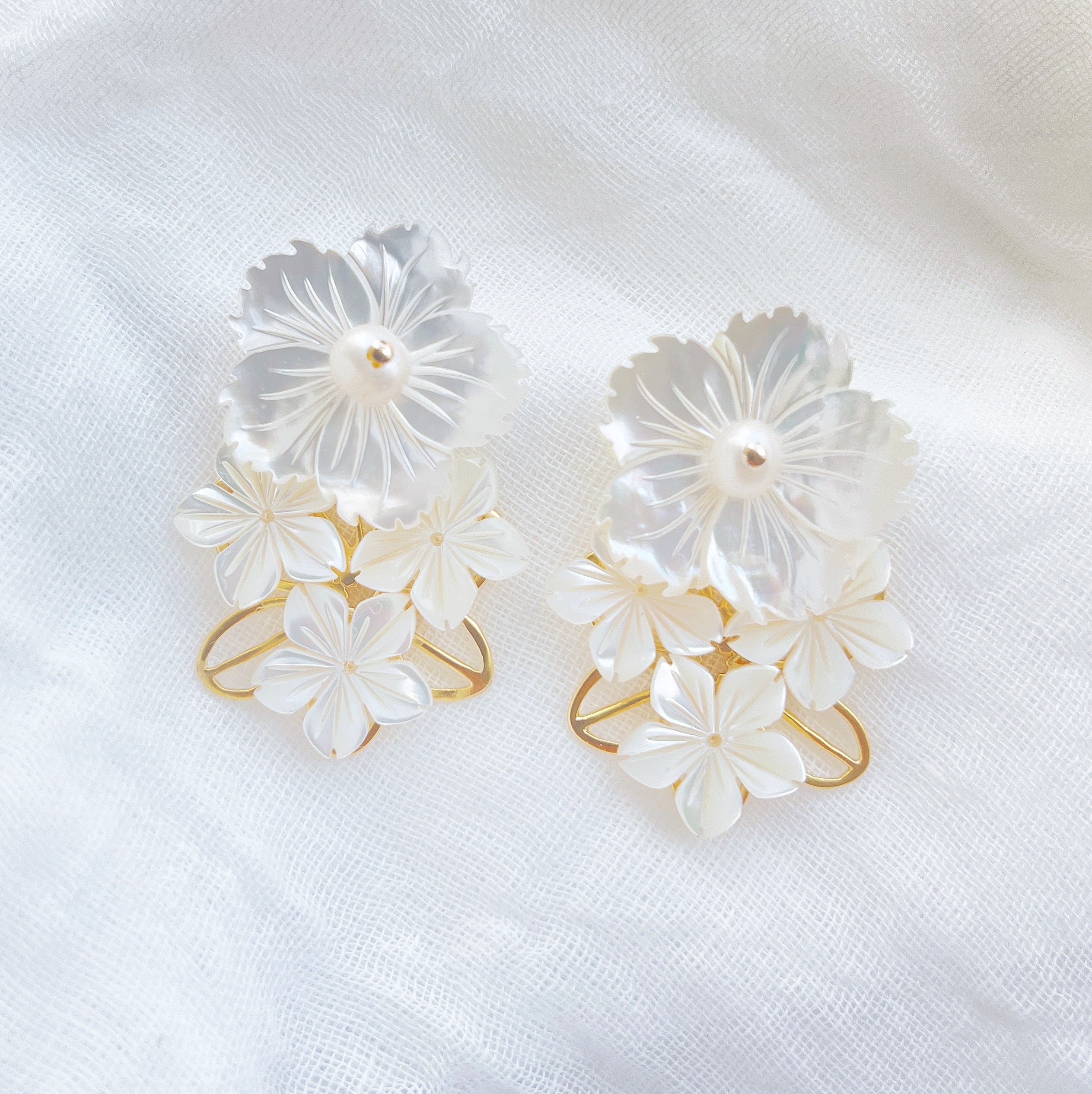 Large Gold Flower Earrings – Kate and Mari Jewelry