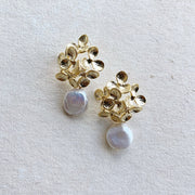 Cluster Earrings with Coin Pearl Drop