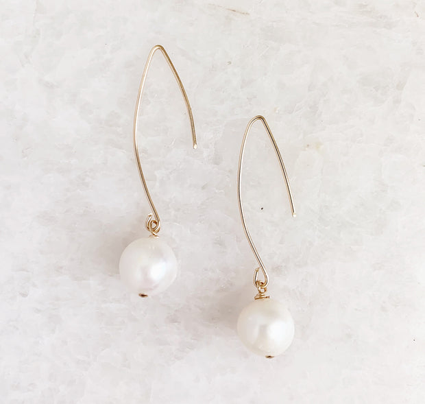 Wire and Drop Pearl Earrings