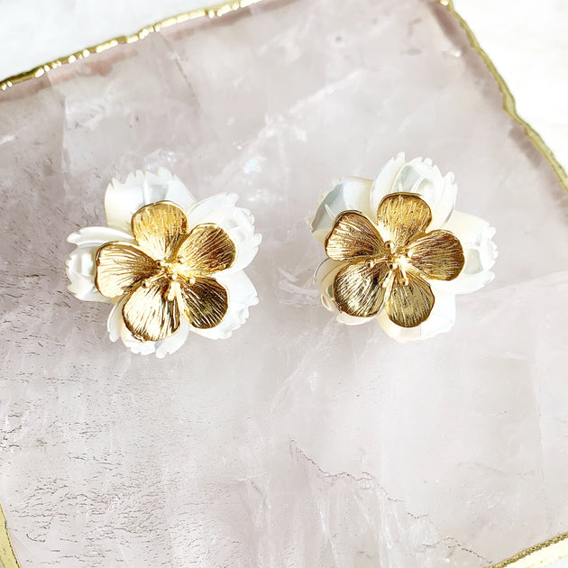 Double Flower Studs – Kate and Mari Jewelry